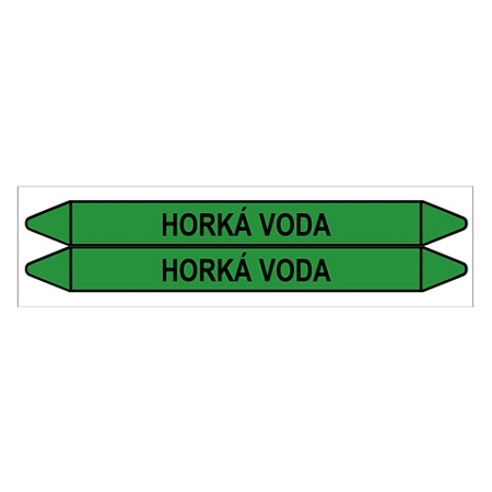 Značení potrubí, horká voda,2 ks, 450 × 52 mm